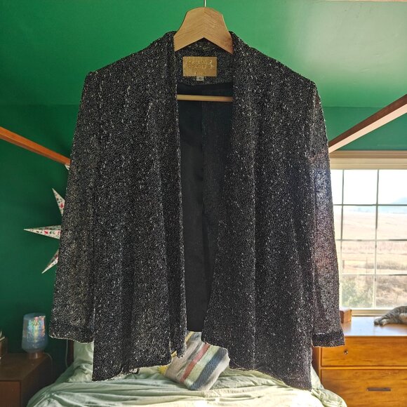 Alberto Makali Metallic Knit Open-Front Blazer – Size S - Picture 1 of 4